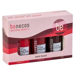 Set lacuri de unghii naturale 20-free, plant based, vegane, Classic in Red - BENECOS