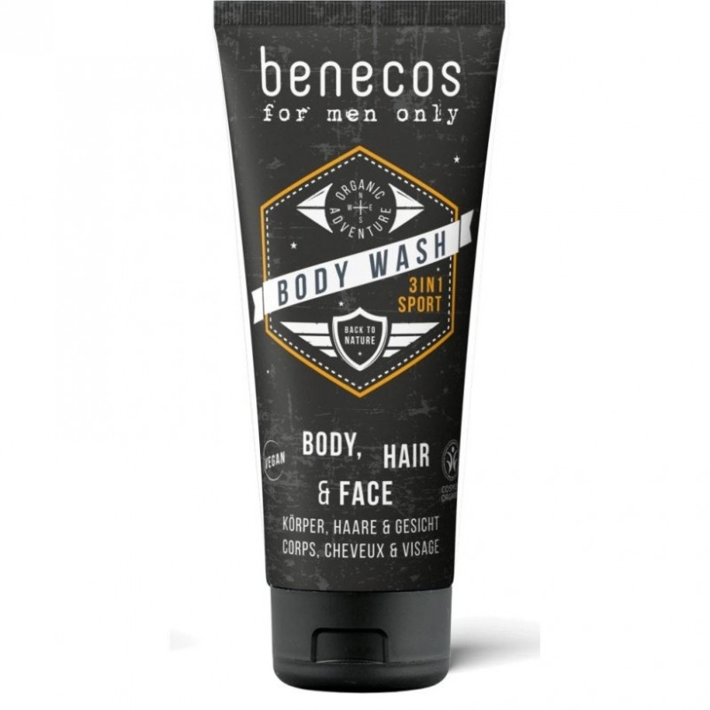 Gel de dus 3-in-1 SPORT pentru barbati, ten, corp, par 200 ml - BENECOS